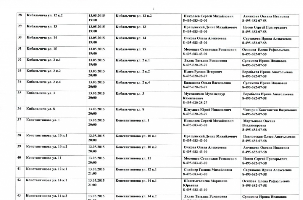 График проведения общих собраний собственников помещений в многоквартирных домах,расположенных на территории  Алексеевского района города Москвы